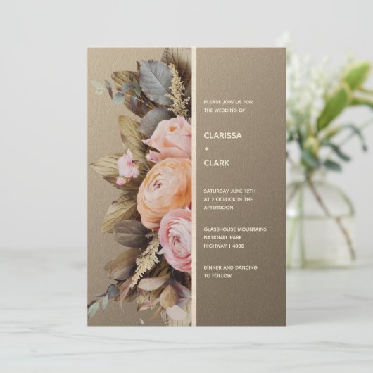 Modern Moody Floral Bold Wedding Kaart (Staand voorkant)