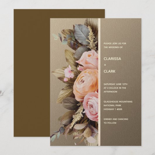 Modern Moody Floral Bold Wedding Kaart (Voorkant / Achterkant)