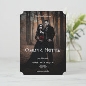 Modern Moody Gothic Photo Dark Wedding Kaart (Staand voorkant)