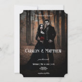 Modern Moody Gothic Photo Dark Wedding Kaart (Voorkant)