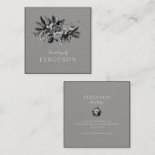 Modern Moody Gray Tone Floral Vierkante Visitekaartje (Voorkant / Achterkant)