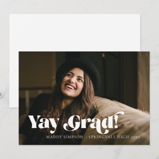 Modern Moody minimalist Photo Afstuderen Aankondiging (Voorkant / Achterkant)