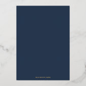 Modern Moody Navy Blue Gold Botanicals Wedding Folie Uitnodiging (Achterkant)
