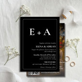 Modern Moody Photo Wedding Invitation with QR code Kaart