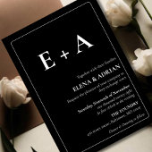 Modern Moody Photo Wedding Invitation with QR code Kaart