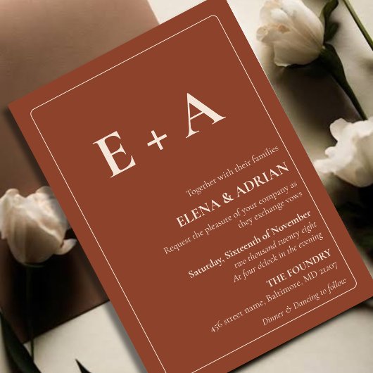 Modern Moody Photo Wedding Invitation with QR code Kaart