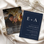 Modern Moody Photo Wedding Invitation with QR code Kaart