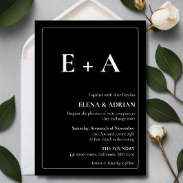 Modern Moody Photo Wedding Invitation with QR code Kaart