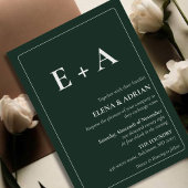 Modern Moody Photo Wedding Invitation with QR code Kaart