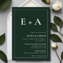 Modern Moody Photo Wedding Invitation with QR code Kaart