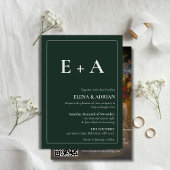Modern Moody Photo Wedding Invitation with QR code Kaart