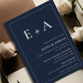 Modern Moody Photo Wedding Invitation with QR code Kaart