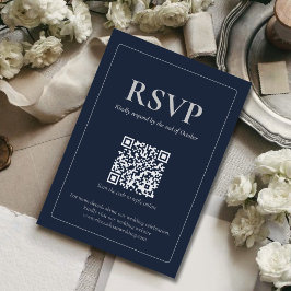 Modern Moody Wedding RSVP Card with QR code Kaartje