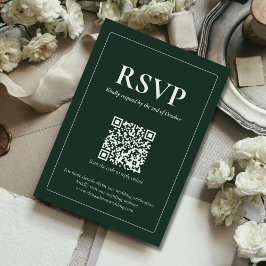 Modern Moody Wedding RSVP Card with QR code Kaartje