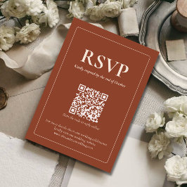 Modern Moody Wedding RSVP Card with QR code Kaartje