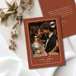 Modern Moody Wedding Thank You Card with Photo Bedankkaart