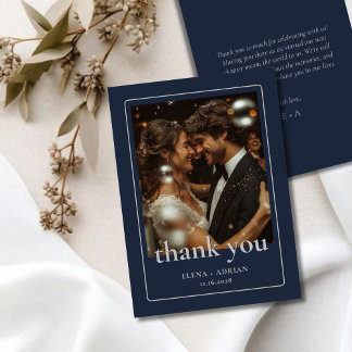 Modern Moody Wedding Thank You Card with Photo Bedankkaart
