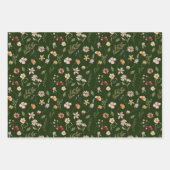 Modern Moody Winter Botanical KerstFloral Wra Inpakpapier Vel (Voorkant 3)
