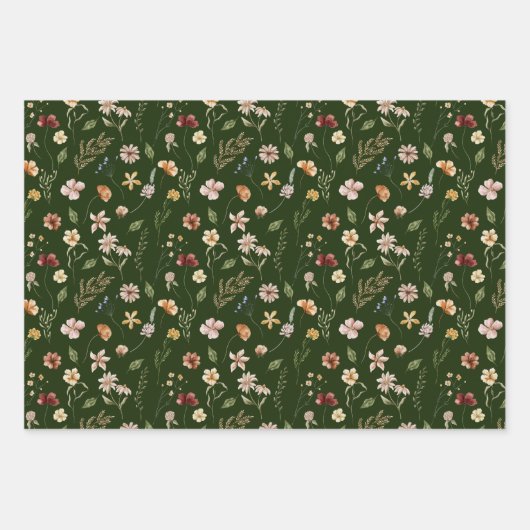 Modern Moody Winter Botanical KerstFloral Wra Inpakpapier Vel (Voorkant 3)