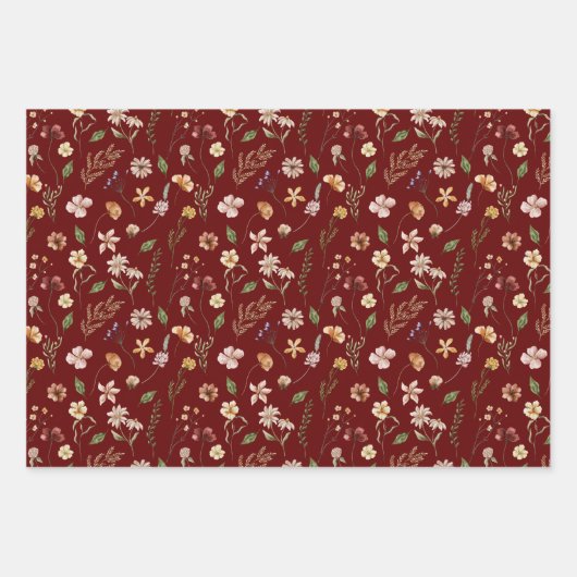 Modern Moody Winter Botanical KerstFloral Wra Inpakpapier Vel (Voorkant 2)
