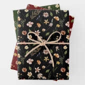 Modern Moody Winter Botanical KerstFloral Wra Inpakpapier Vel (In situ)