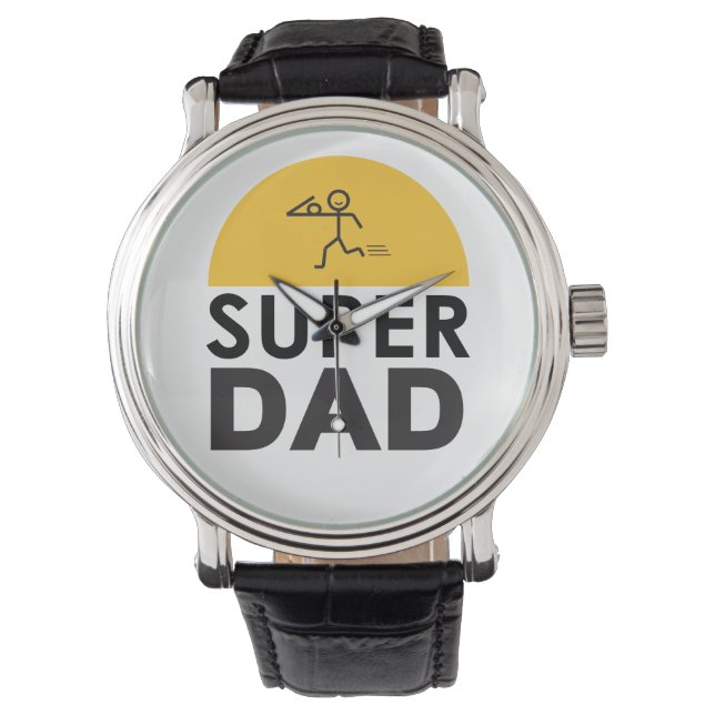 Modern mooi design "SUPER DAD" Horloge (Voorkant)