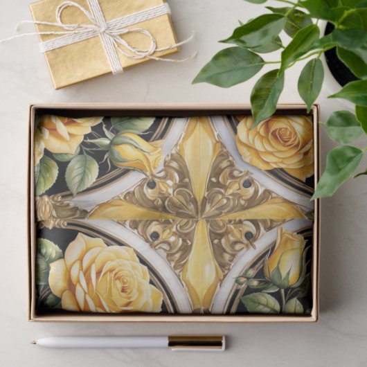 Modern mooi geel rose Collectie Tissuepapier (Geschenk)