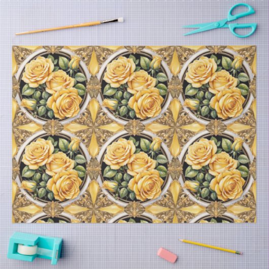 Modern mooi geel rose Collectie Tissuepapier (Craft)