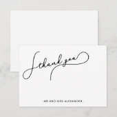 Modern mooi script zwart en wit Dank je Bedankkaart (Voorkant / Achterkant)