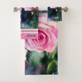 Modern mooi Waterverf roze rozen Collectie Bad Handdoek