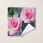 Modern mooi Waterverf roze rozen Collectie Bad Handdoek (Wasdoekje)