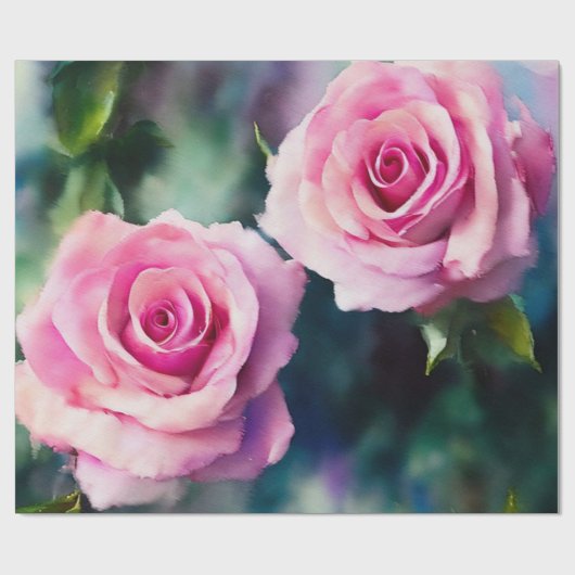 Modern mooi Waterverf roze rozen Collectie Cadeaupapier (Vlak)