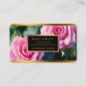 Modern mooi Waterverf roze rozen Collectie Visitekaartje (Voorkant)
