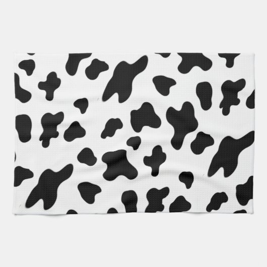 Modern mooi zwart-wit Koe patroon Theedoek (Horizontaal)