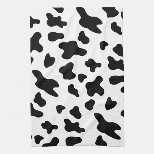 Modern mooi zwart-wit Koe patroon Theedoek (Verticaal)