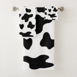 Modern mooi zwart-wit koeienpatroon bad handdoek