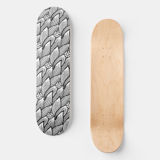Modern Mooie Zwart En Wit Hippie Madeliefjes Bloem Persoonlijk Skateboard (Voorkant)