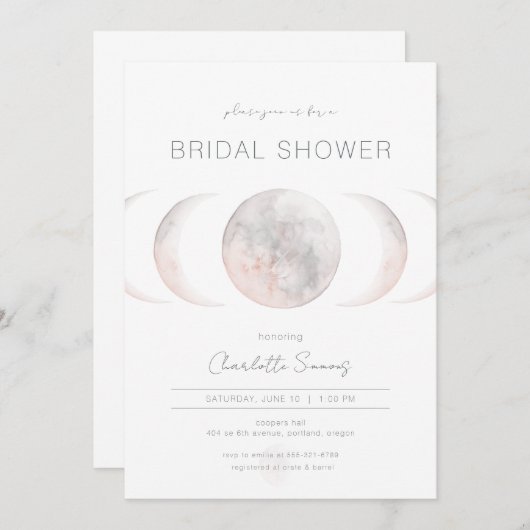 Modern Moon Celestial Bridal Shower Kaart (Voorkant / Achterkant)
