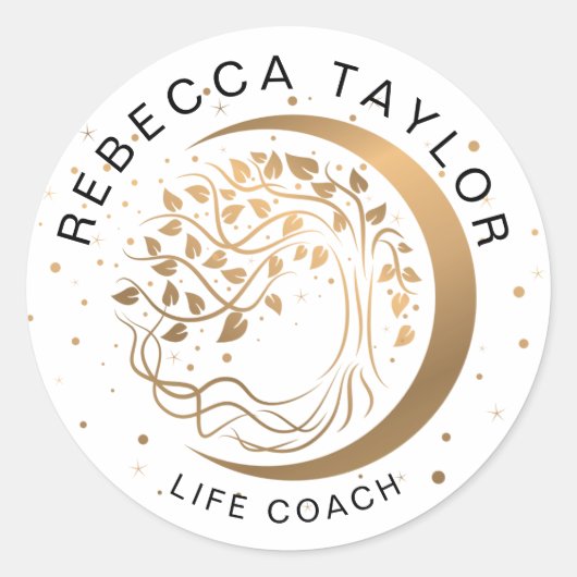Modern Moon Yoga Trendy Life Coach Tree of Life Ronde Sticker (Voorkant)