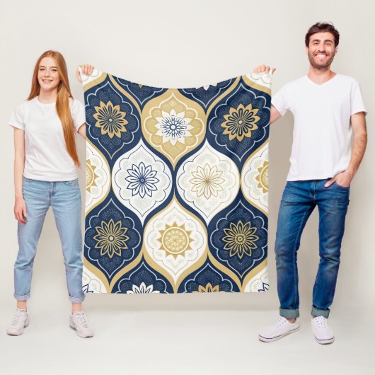 Modern Moroccan Geometric Seamless Pattern Fleece Deken (In situ)