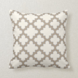 Modern Moroccan Quatrefoil in Cream Tan Grey Kussen