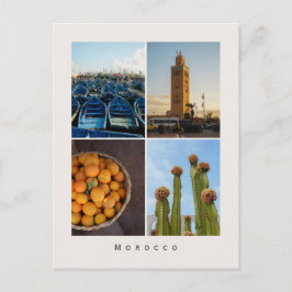 Modern Morocco Travel Collage Postcard Briefkaart