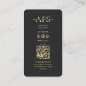 Modern Mortician Funeral Monogram Zwart Goud Visitekaartje (Achterkant)