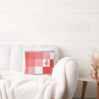 Modern Mosaic: Crimson & Blush Geometric Polyester Kussen