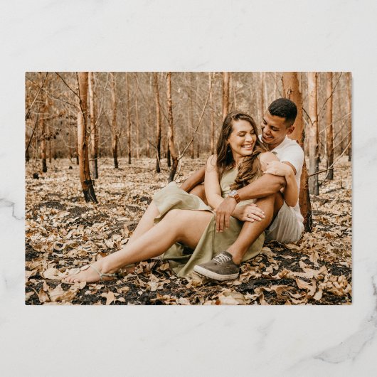 Modern Moss Green 2 Photo Wedding Folie Invitation Folie Uitnodiging (Achterkant)