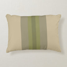 Modern Moss Green Beige Striped Accent Pillow