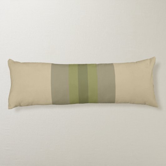 Modern Moss Green Beige Striped Pattern Lichaamskussen (Achterkant)