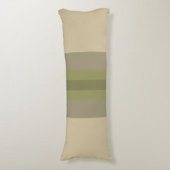 Modern Moss Green Beige Striped Pattern Lichaamskussen (Voorkant Verticaal)