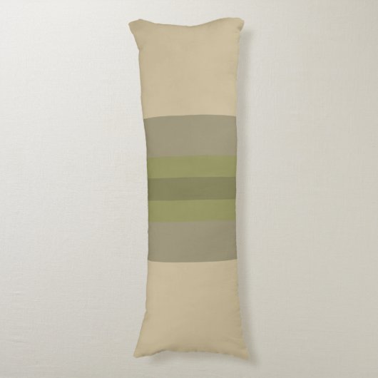 Modern Moss Green Beige Striped Pattern Lichaamskussen (Voorkant Verticaal)