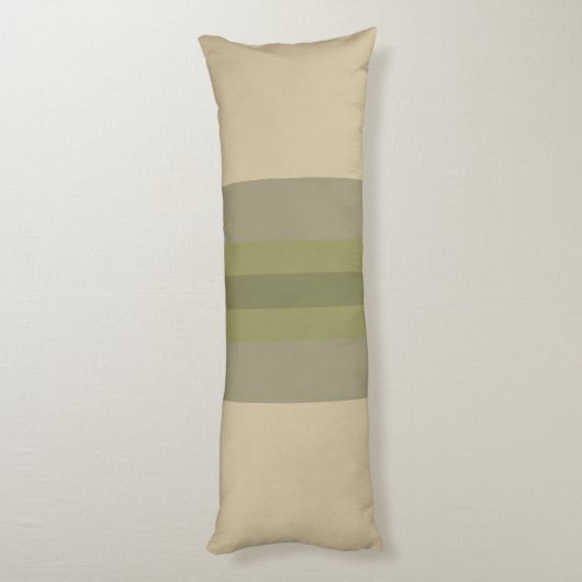 Modern Moss Green Beige Striped Pattern Lichaamskussen (Achterkant (Verticaal))